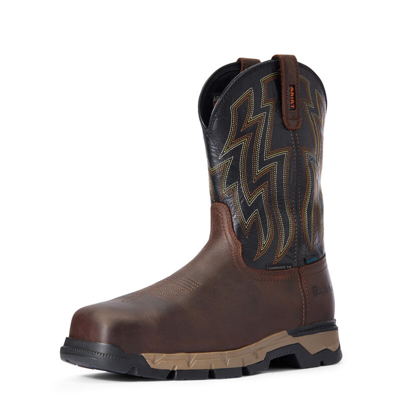 Ariat Rebar Flex Western Waterproof Composite Toe - Miesten TummanRuskea Työsaappaat ( QBUWAJ-486 )